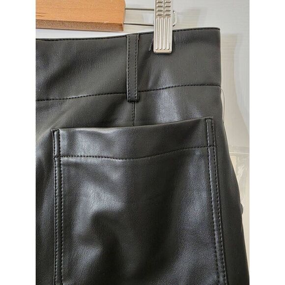 Anthropologie Maeve The Colette Cropped Wide-Leg Pants Faux-Leather Edition 31 N - Picture 7 of 12